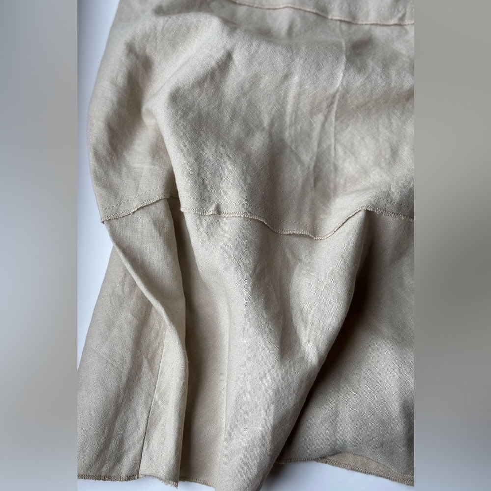 Linen NWOT Neutral Tan Khaki ALine Lightweight Pleated Contemporary Maxi Skirt - Picture 4 of 8